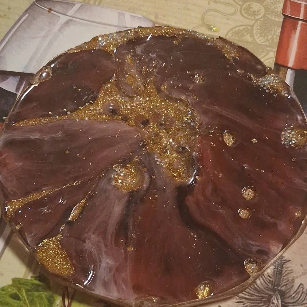 Handcrafted Gold Resin Coasters Set - Picture 4 of 10